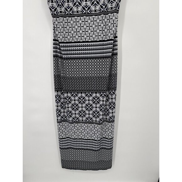 Tommy Bahama Maxi Dress size Large Tropical Terrazza Black white Print Shelf Bra - Picture 4 of 7